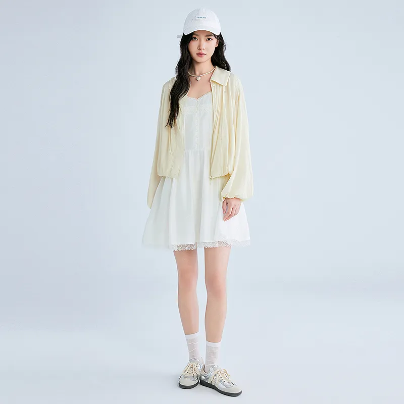 LEDIN Cropped Coat Women's Almond Oil Yellow-3