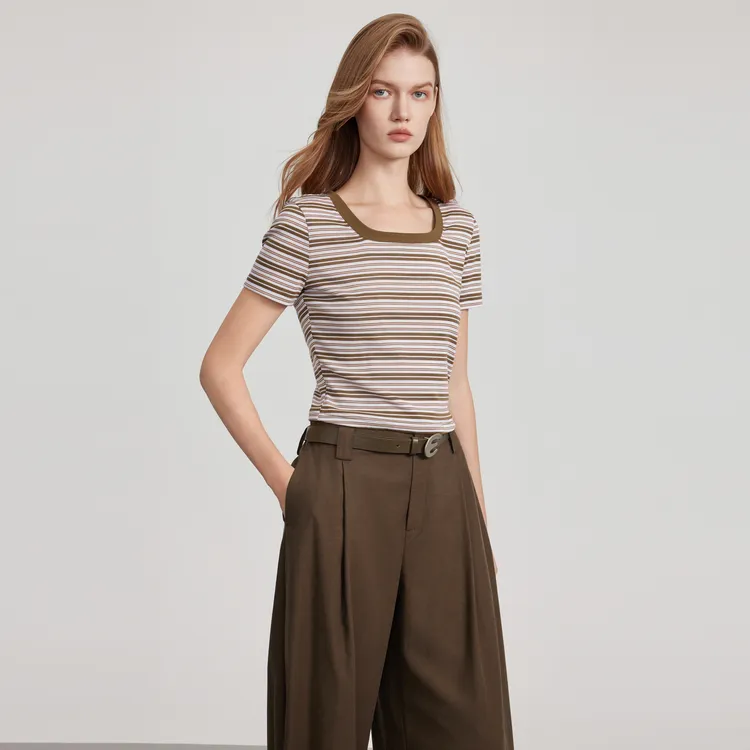ELLE T Shirts Women's Coffee-3