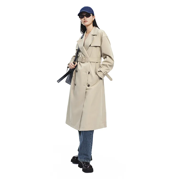 PEACEBIRD Trench Coat Women's Light Sand Khaki-7