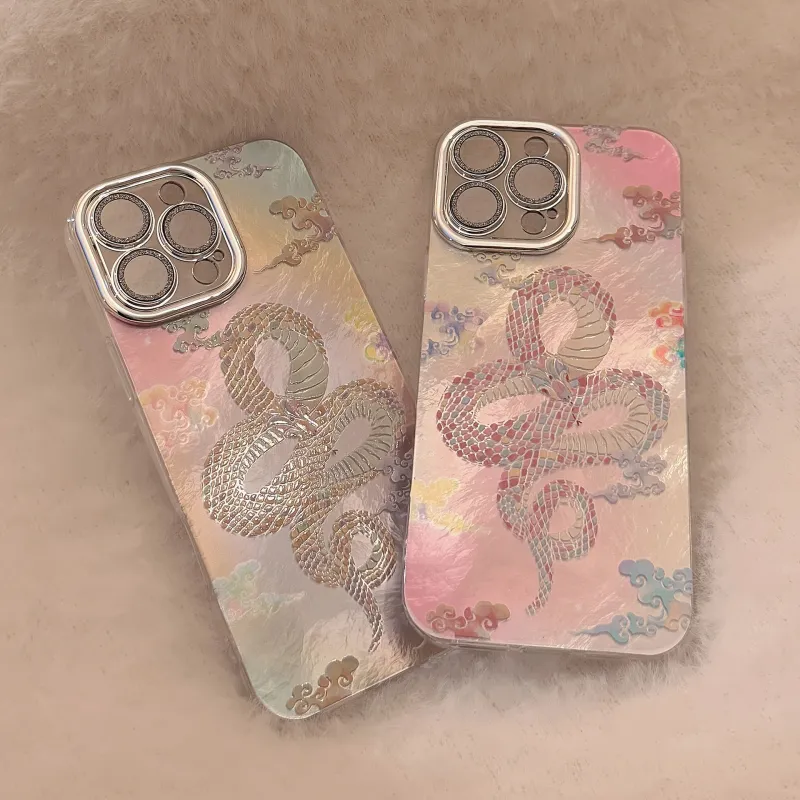 QIZHENG ABS+PC Material Snake Year Auspicious Clouds Phone Case Compatible With Apple 16 Pro Max/15/14/13/12/11-5