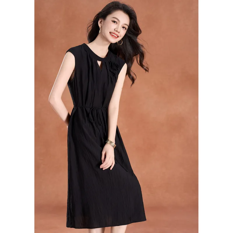 Mylan Summer Short Sleeved Dress Cinched Waist Women's-7