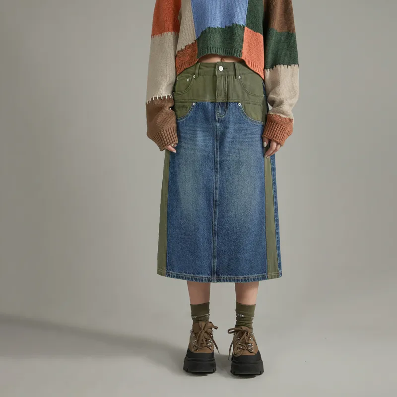 NO ONE ELSE Denim Long Skirts Women's Denim Blue-3
