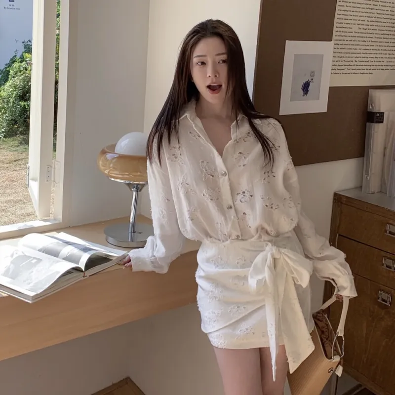 MTHE Long Sleeved Dress Women's White-4