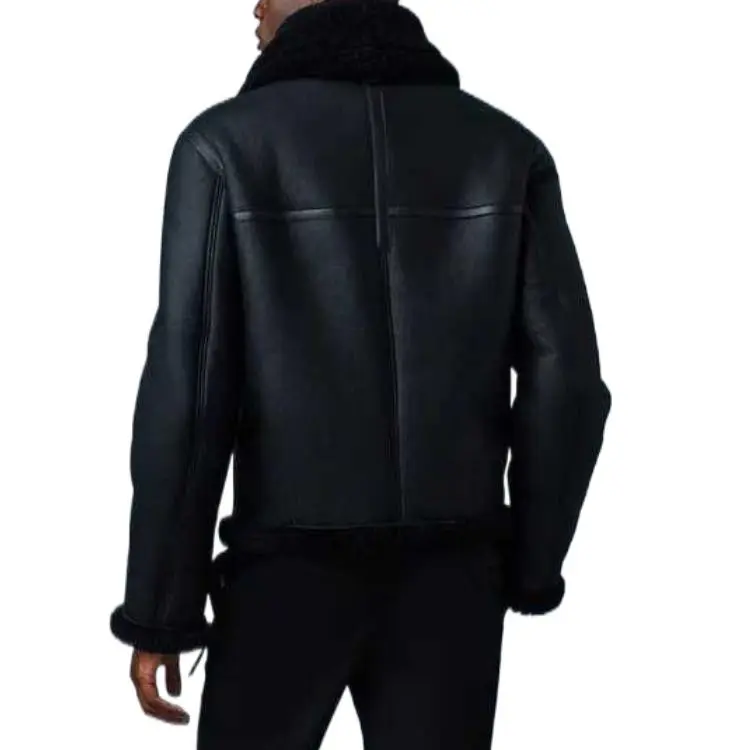 MACKAGE KRISTIAN Sheepskin Jacket With Spread Collar Jacket Men's Black-3
