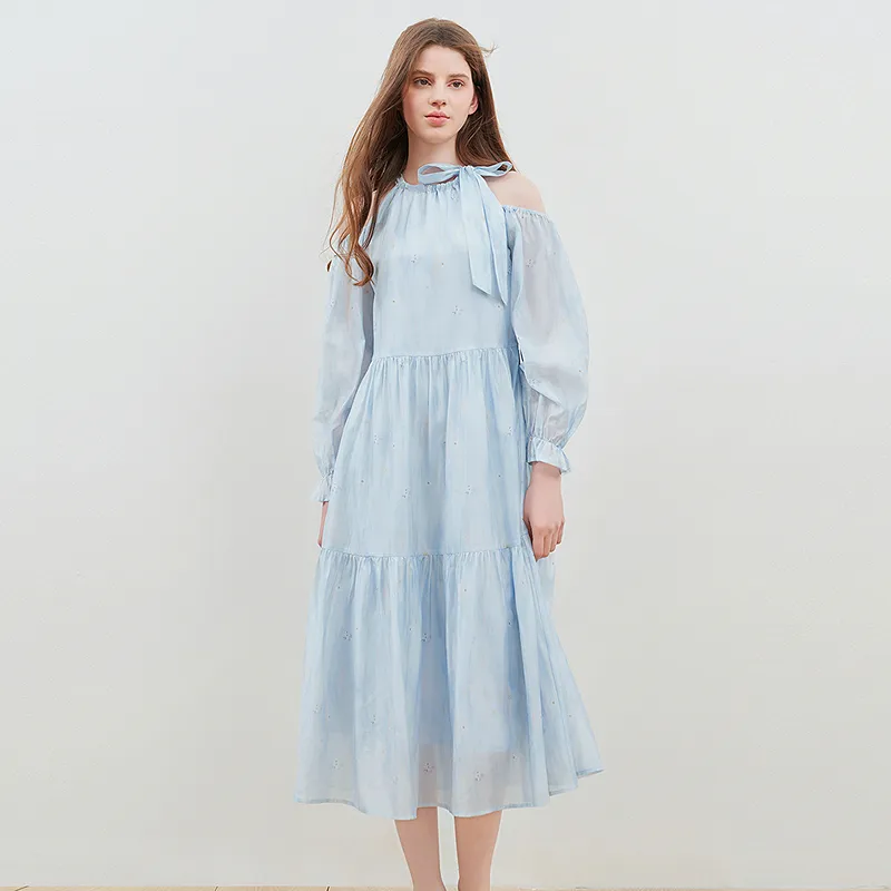 LEDIN Long Sleeved Dress Women's Blue-2