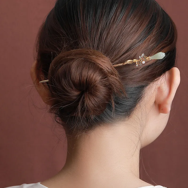 Royal Heaven's Choice Hetian Jade Hairpin Pale Greenish White Jade Unisex-5