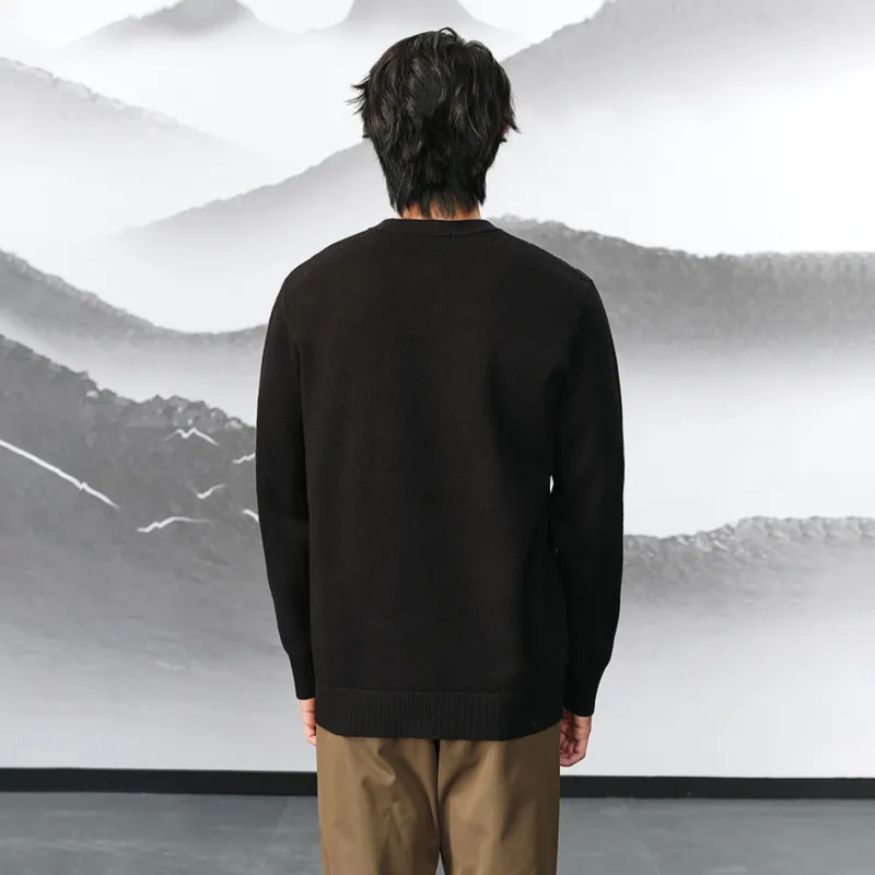 HLA Embroidered Crew Neck Long Sleeved Knitwear Men's-10