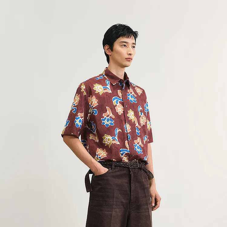 CROQUIS Shirt Men's 496 Blue Coffee Combo-4