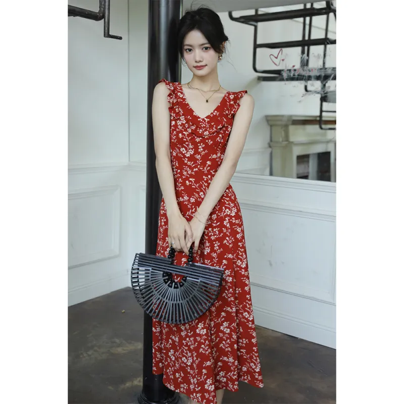 The Plums Are Cooked Slip Dress Women's Monet Vintage Red-3