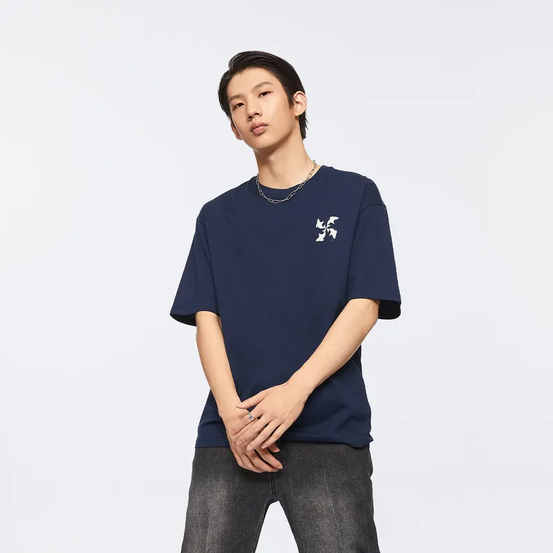 HLA JEANS T Shirts Men Navy Blue 27-3