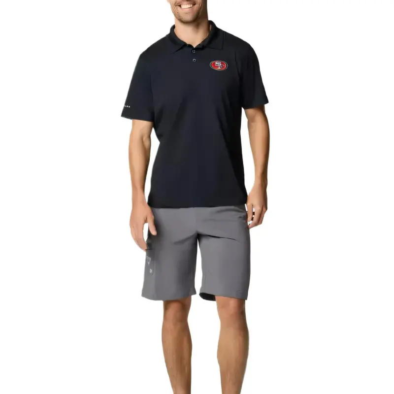 Columbia PFG Low Drag Offshore Francisco 49ers Omni-Shade Omni-Wick Polo Shirt Men's Black-3