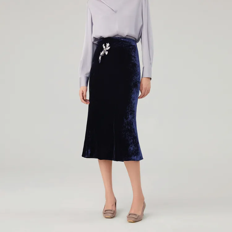 OVV Casual Short Skirts Women's Navy Blue Solid Color B1-4