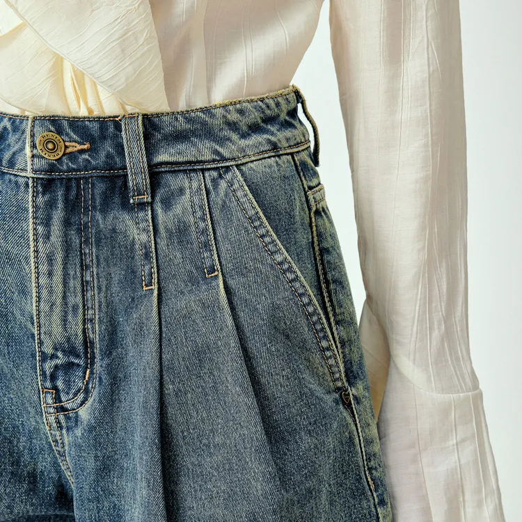 LEDIN Denim Shorts Women's Dark Denim Blue-3