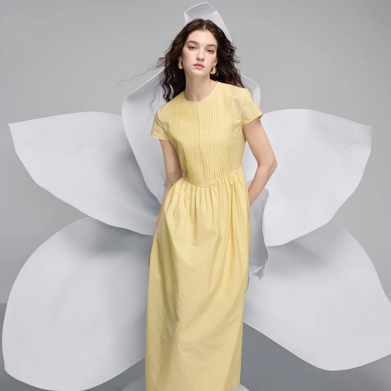 3COLOUR Short Sleeved Dress Women's Citrus Yellow-6