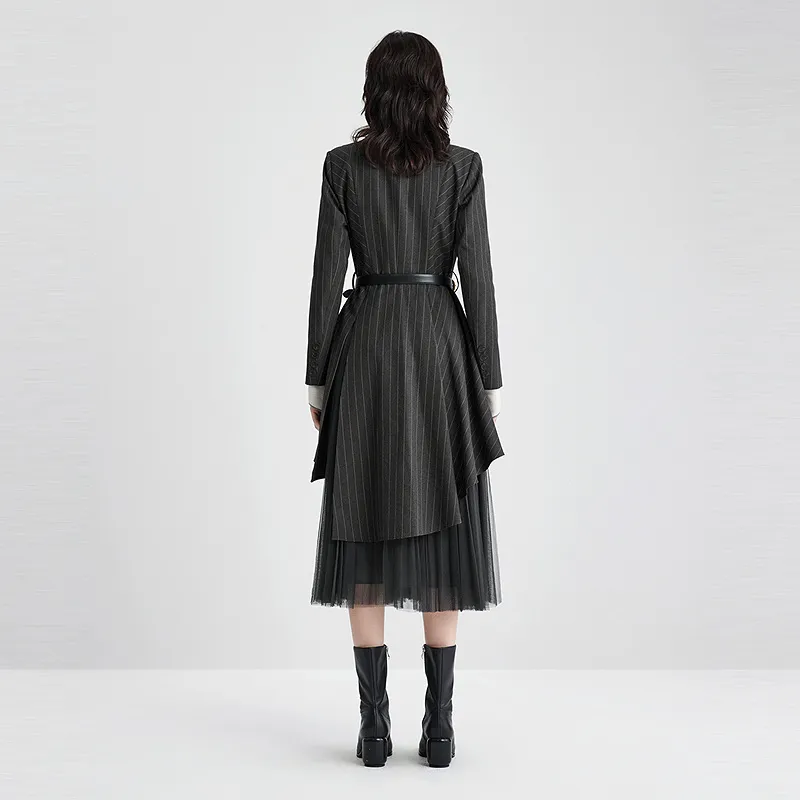 IDPAN Long Sleeved Dresses Women's Gray Coffee-3
