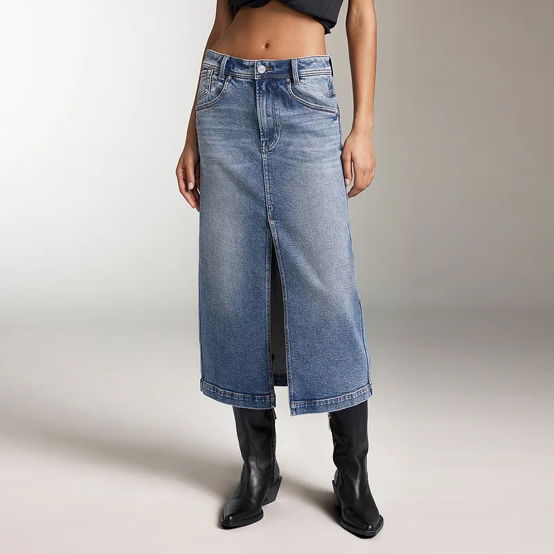 Miss Sixty Denim Long Skirt Women's Dark Blue-2