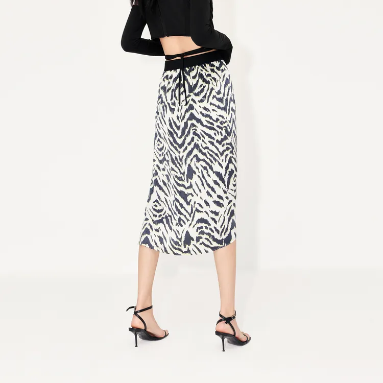 MO&CO Casual Long Skirts Women's Two Tone Tiger Print-3