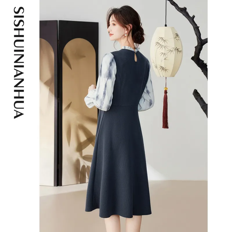 Like The Age Of Water Fall Long Sleeved Dress Loose Fit Women's-5