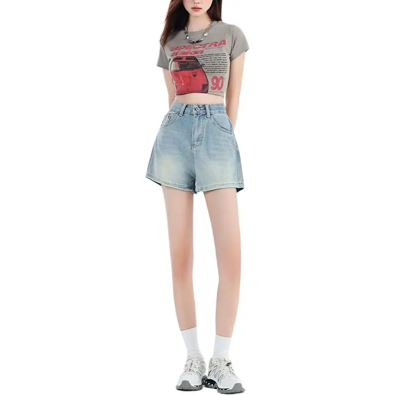 Kele Coco Denim Shorts Women's Light Blue-5