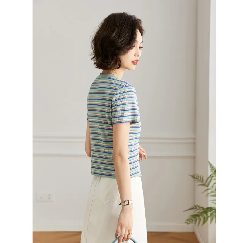 Love Elaine T Shirt Women's Blue Green-3