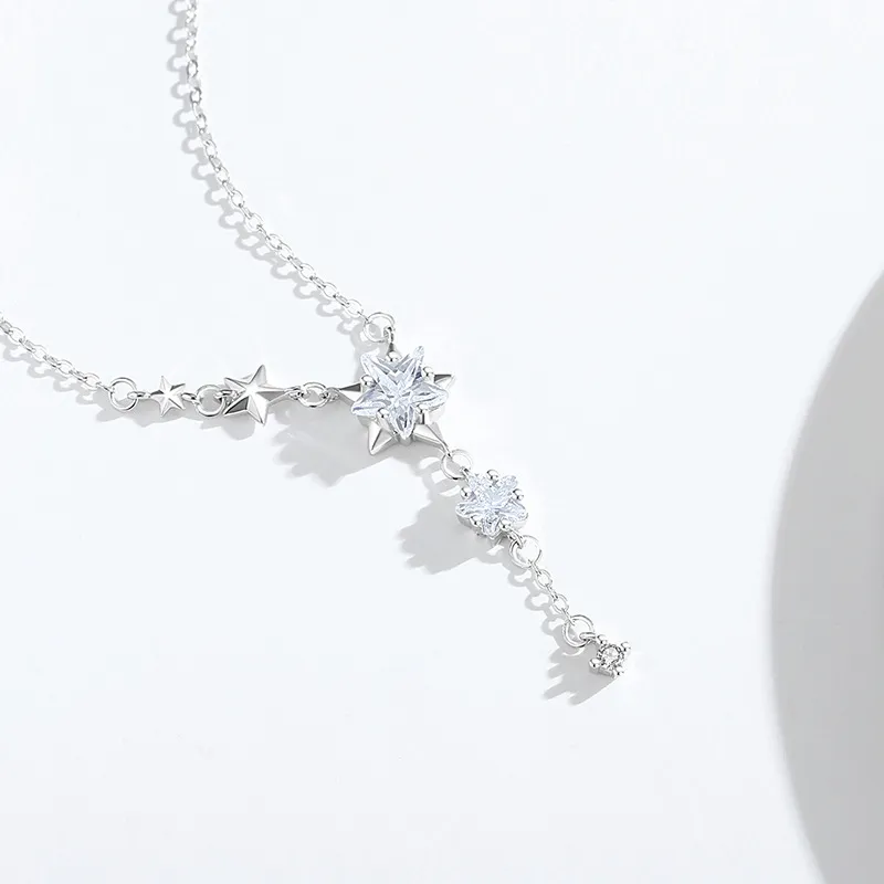 Happy Tide 925 Sterling Silver Necklaces Women's White Gold-2
