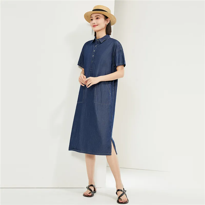 UNIQLO Short Sleeved Dresses Women's Dark Blue-2