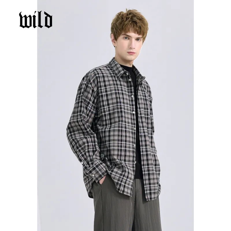 WILD LEADER Shirts Men Night Plaid[CW5158597]-2