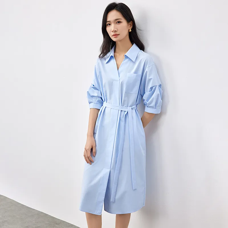 SENTUBILA Short Sleeved Dress Women's Light Blue-1