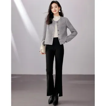 Like The Age Of Water Fall, Winter Velvet feel Coat Slim Fit Women's Gray