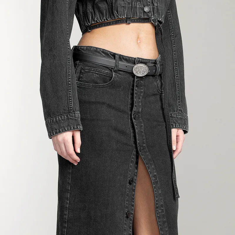 Miss Sixty Denim Long Skirts Women's Black Gray-3
