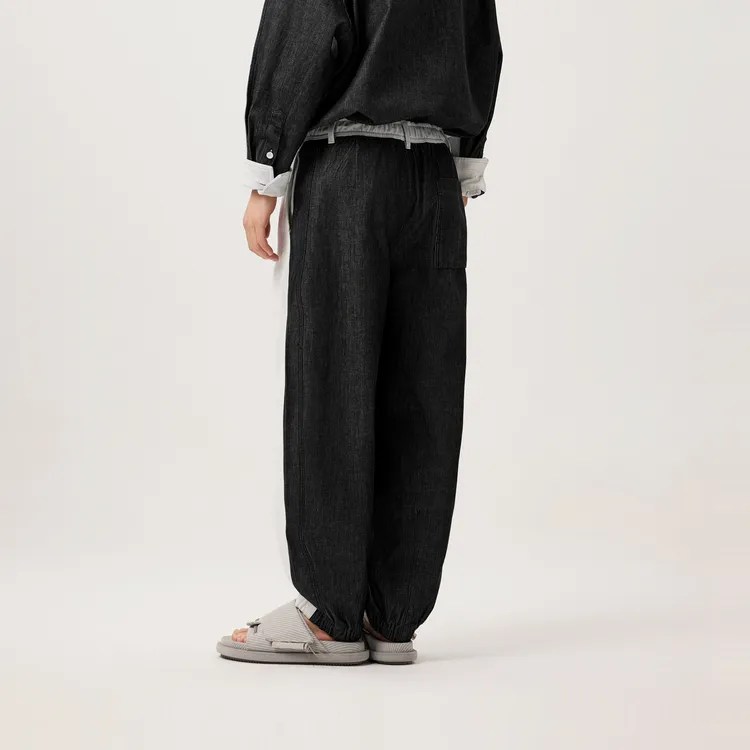CROQUIS Casual Pants Men 991 Denim Navy Blue-4