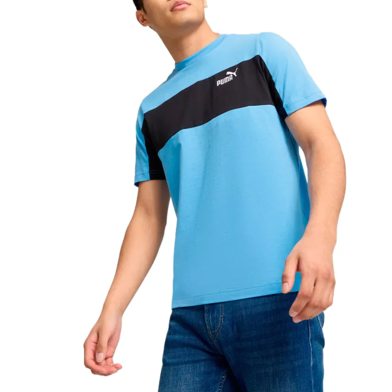 PUMA EssentialsBlock T Shirt Men's Light Blue-2