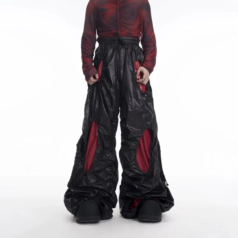 START EXCEED END Drawstring Casual Wide Leg Floor Length Pants Unisex Black Pants-4
