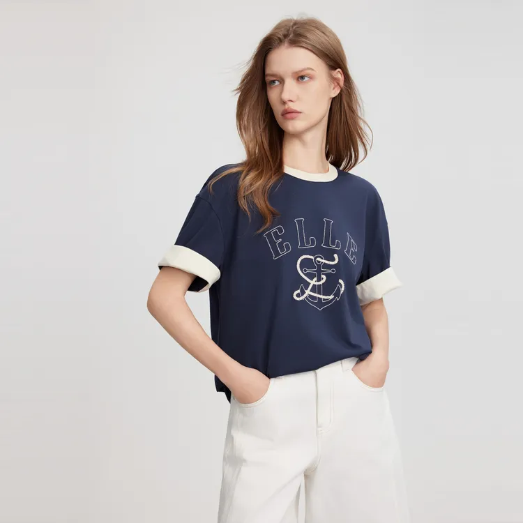 ELLE Short Sleeved T Shirts Women's-2