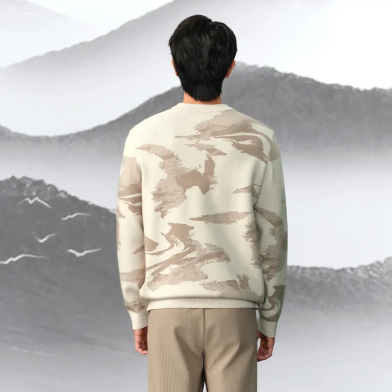 HLA Runway Same Style Crew Neck Pullover Jacquard Soft Knitwear Men's-6