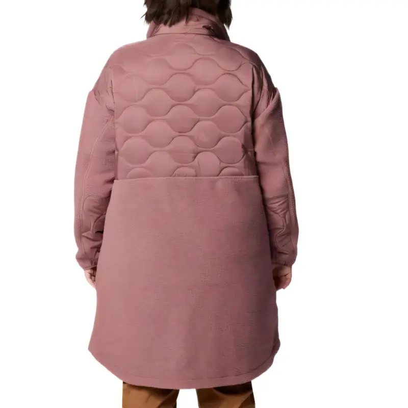 Columbia Cloud Point™ Long Fleece Jacket - Plus Size Velvet-feel Coat Women's Pink-1