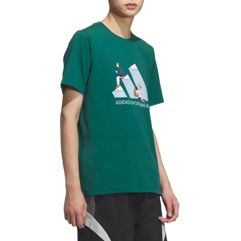 Adidas GRAPHIC SHORT SLEEVE T SHIRT T Shirt Unisex Forest Green-2