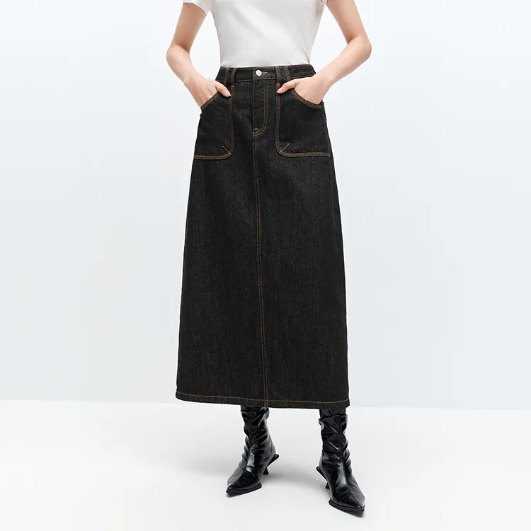 PEACEBIRD Denim Long Skirt Women's-2