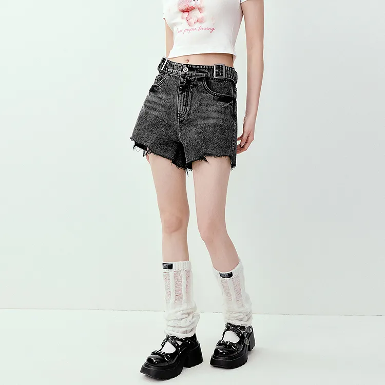 LEDIN Denim Shorts Women's Dark Gray-4