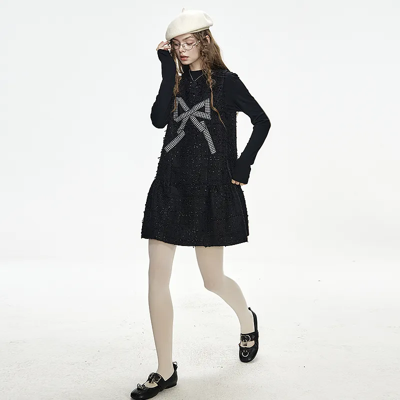 ELF SACK Casual Suit Women's Bowknot Black-5