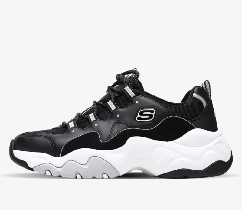 Skechers D Lites 3.0 Low Top Daddy Shoes Black/White-0