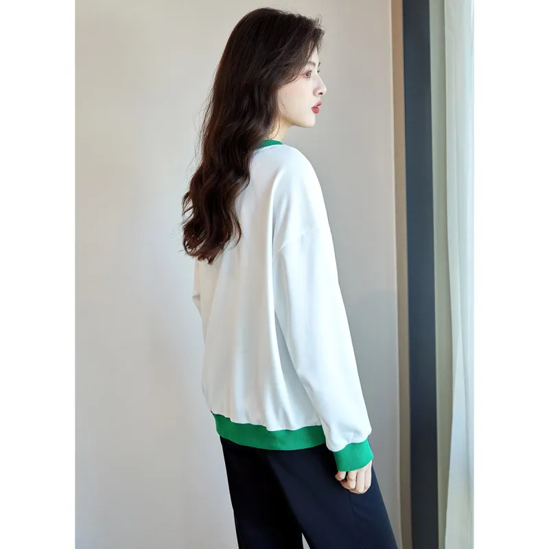 Like The Age Of Water Spring, Fall Sweatshirt Loose Fit Women's White-5
