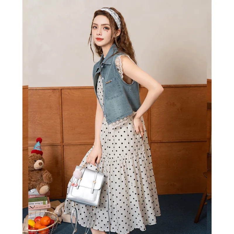 FAWENXIANGZI Two Piece Skirt Sets Women's Blue-3