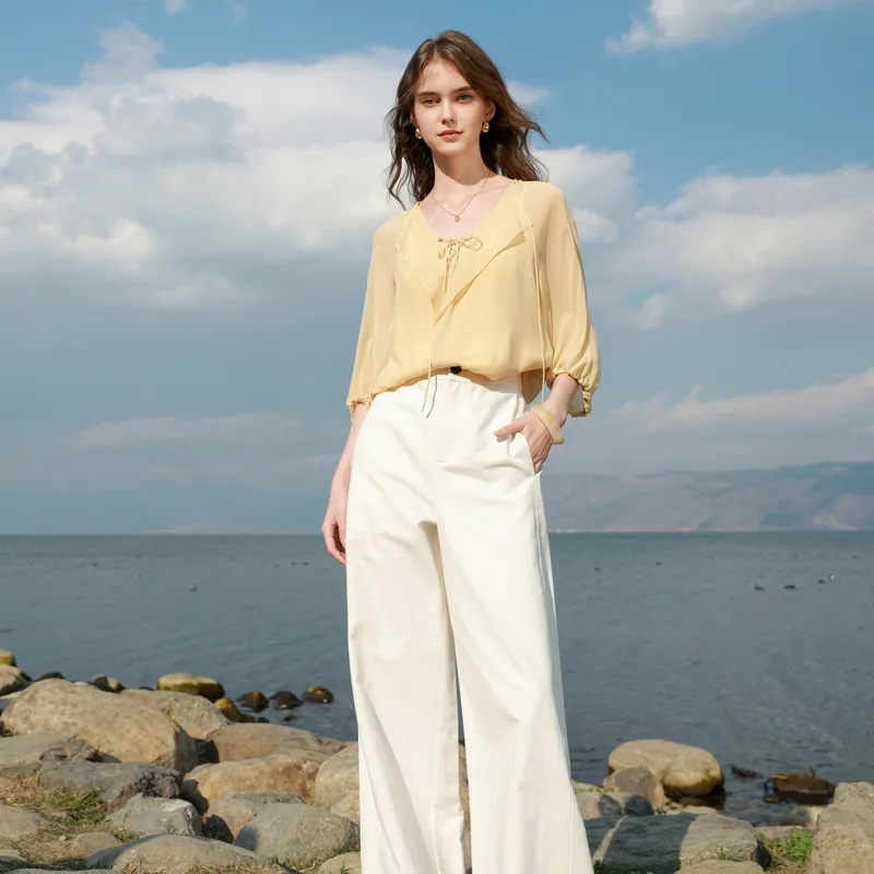 3COLOUR Shirts Women's Light Yellow-6
