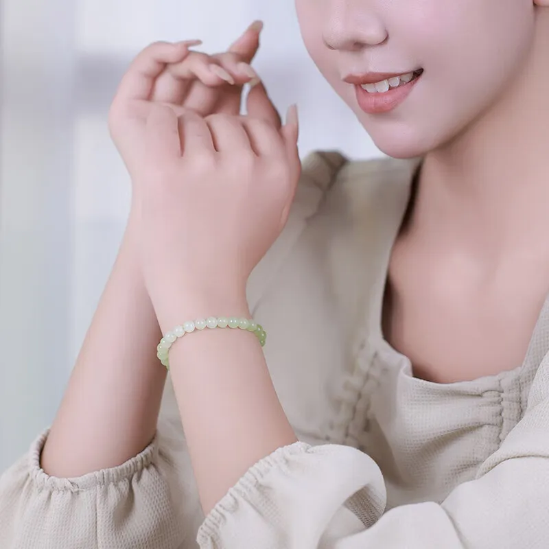 YASHENGZHUBAO Hetian Jade Bracelets White Jade Women's-2