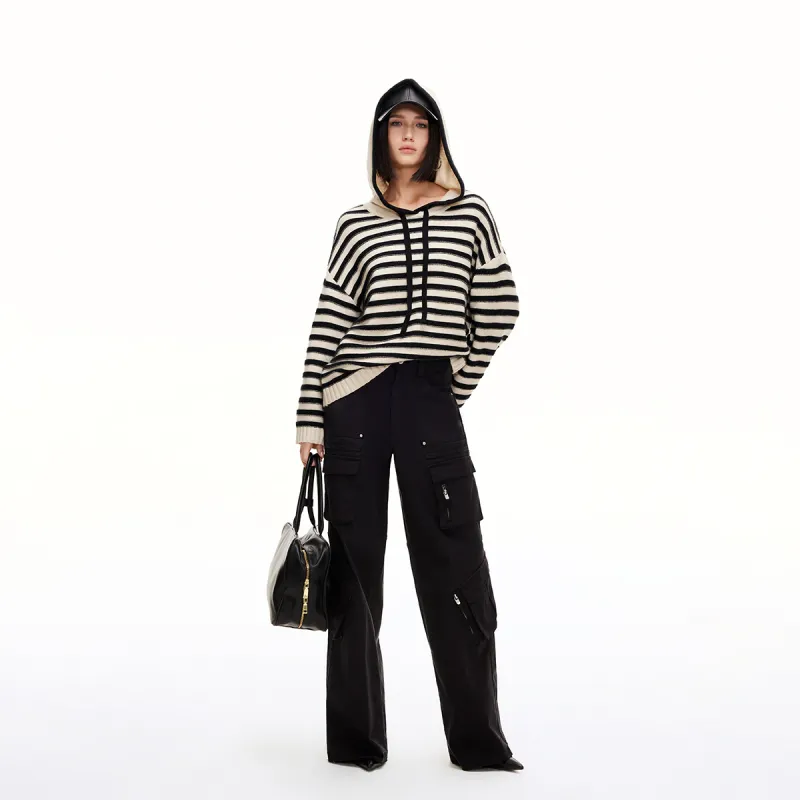ONLY Knitwear Women's Black White Stripes-2