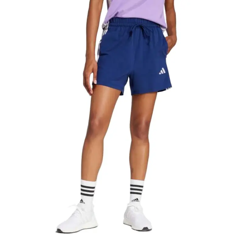 Adidas Women's Essentials 3 Stripes Cotton Shorts Dark Blue/White-1