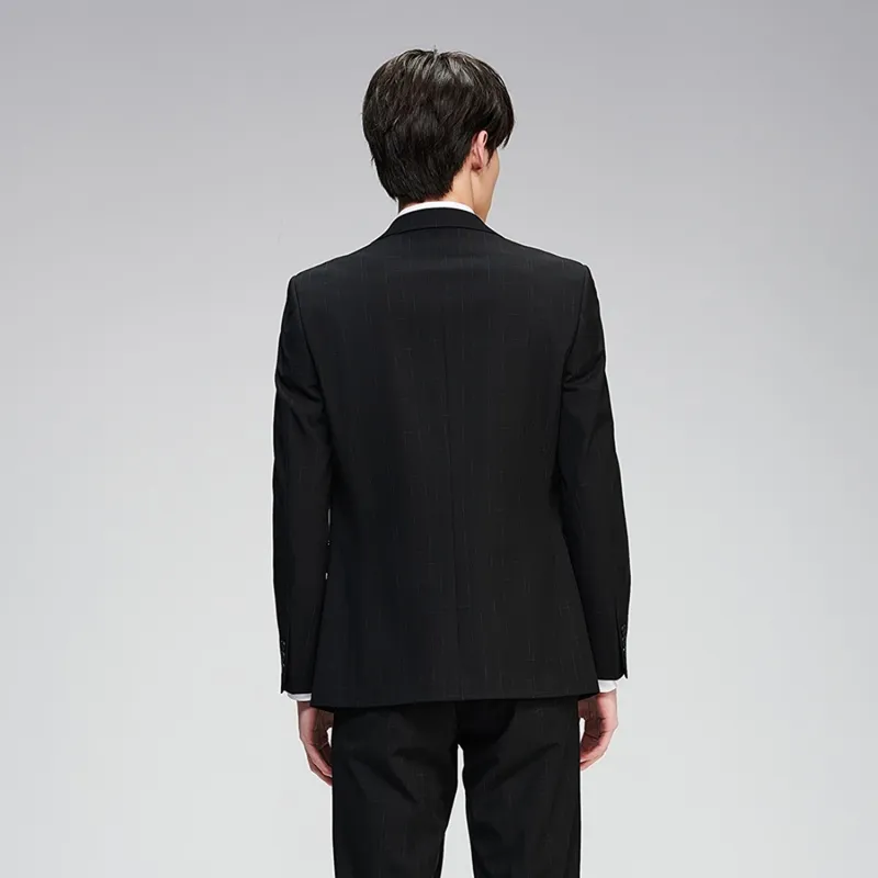 HLA Business Suits Men Black Plaid 28-3