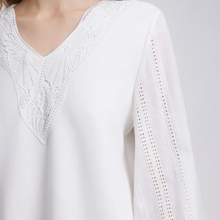ELLE Long Sleeved Dresses Women's White-5