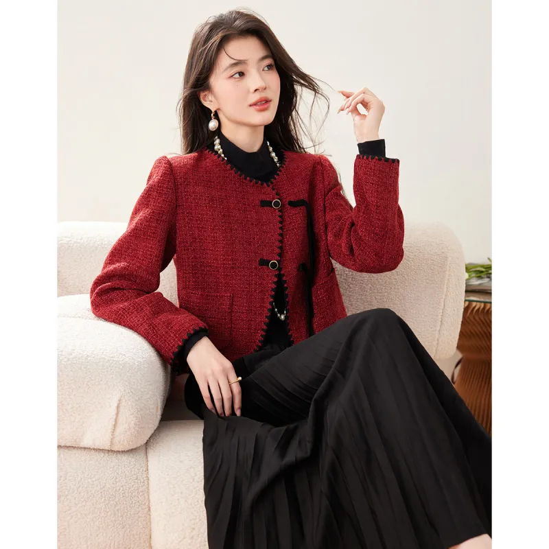 Like The Age Of Water Fall Long Sleeved Dresses Women's Red-1